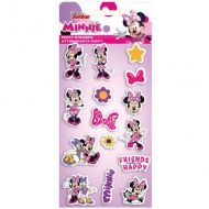 Zestaw 3D wypukłych naklejek z Myszką Minnie na arkuszu o wymiarach 10x22 cm