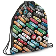 Ars Una: Rollin Mania worek sportowy czarny z motywem deskorolki, 32x42 cm