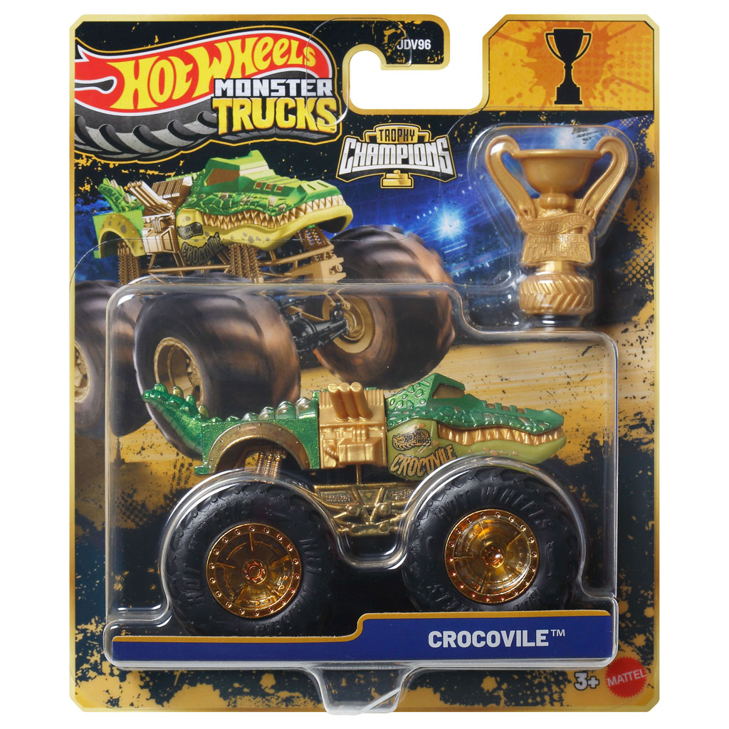 Hot Wheels Monster Trucks: Krokodyl mistrz monster samochód z trofeum 1/64 - Mattel