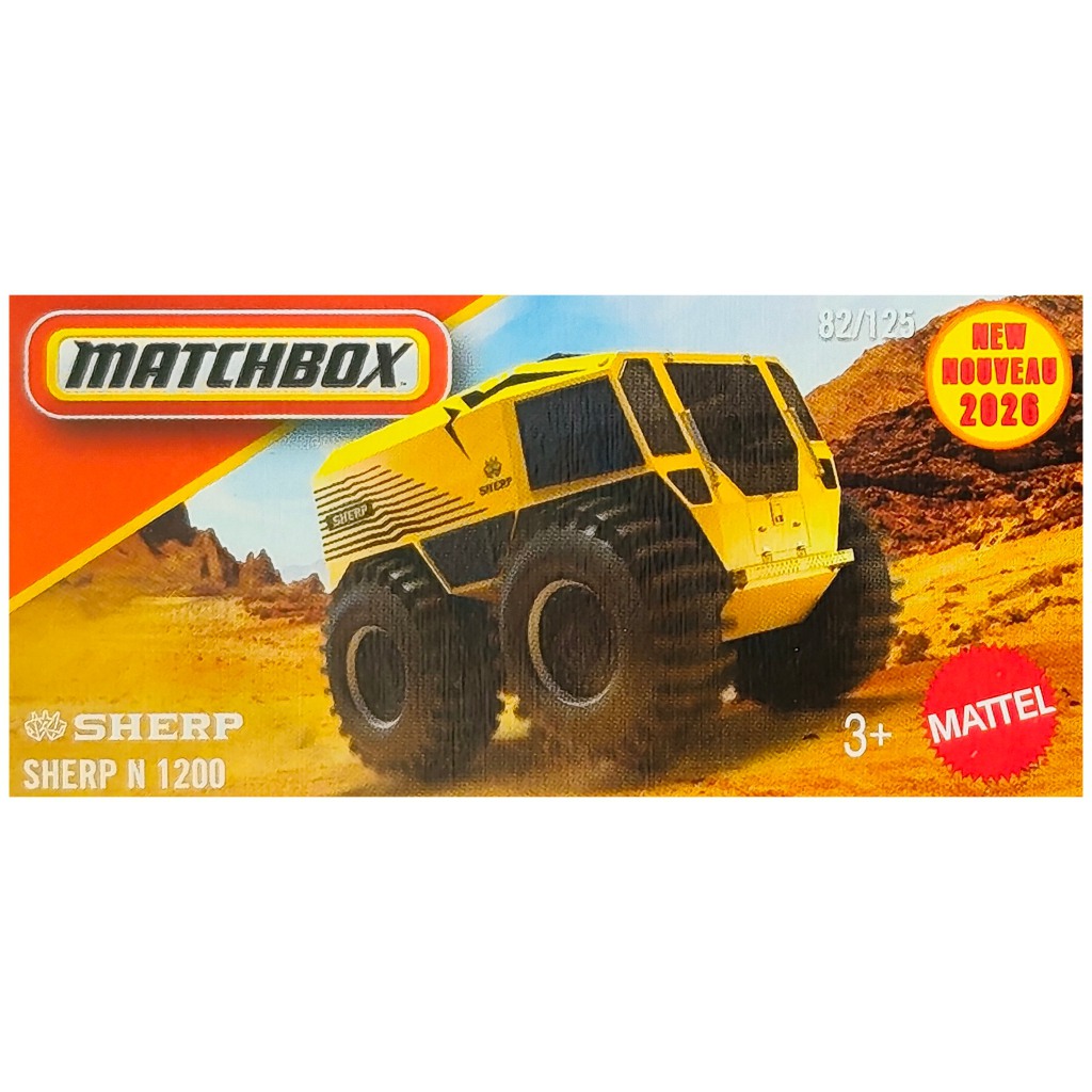 Matchbox: SHERP N 1200 żółty samochodzik w pudełku 1/64 – Mattel