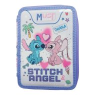 Must: Disney Stitch & Angel dwupoziomowy wypełniony piórnik 15x5x21cm