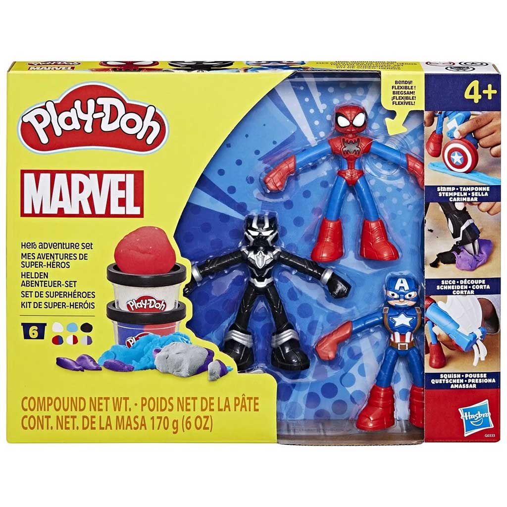 Play-Doh: Marvel Bohaterskie przygody — zestaw masy plastycznej z 3 figurkami - Hasbro