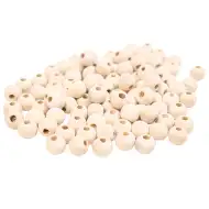 PlayBox: Drewniane koraliki naturalne, rozmiar 10 mm, opakowanie 100 sztuk