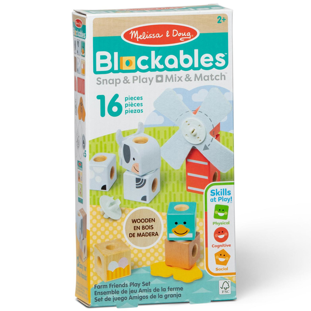 Blockables: Przyjaciele farmy drewniana zabawka konstrukcyjna - Melissa & Doug